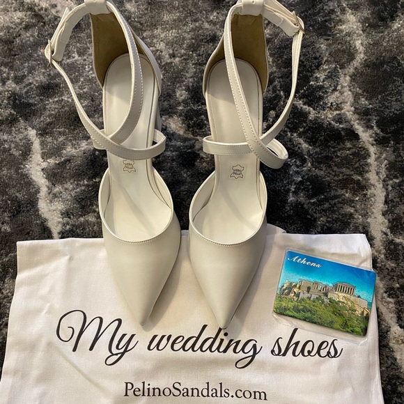 Shoes - White Block Heel made in Greece